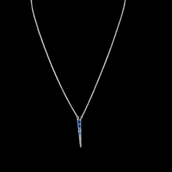 Bomb Party Ombre Sapphire Necklace Rhodium Plated Pendant Gift Trendy - Picture 5 of 7